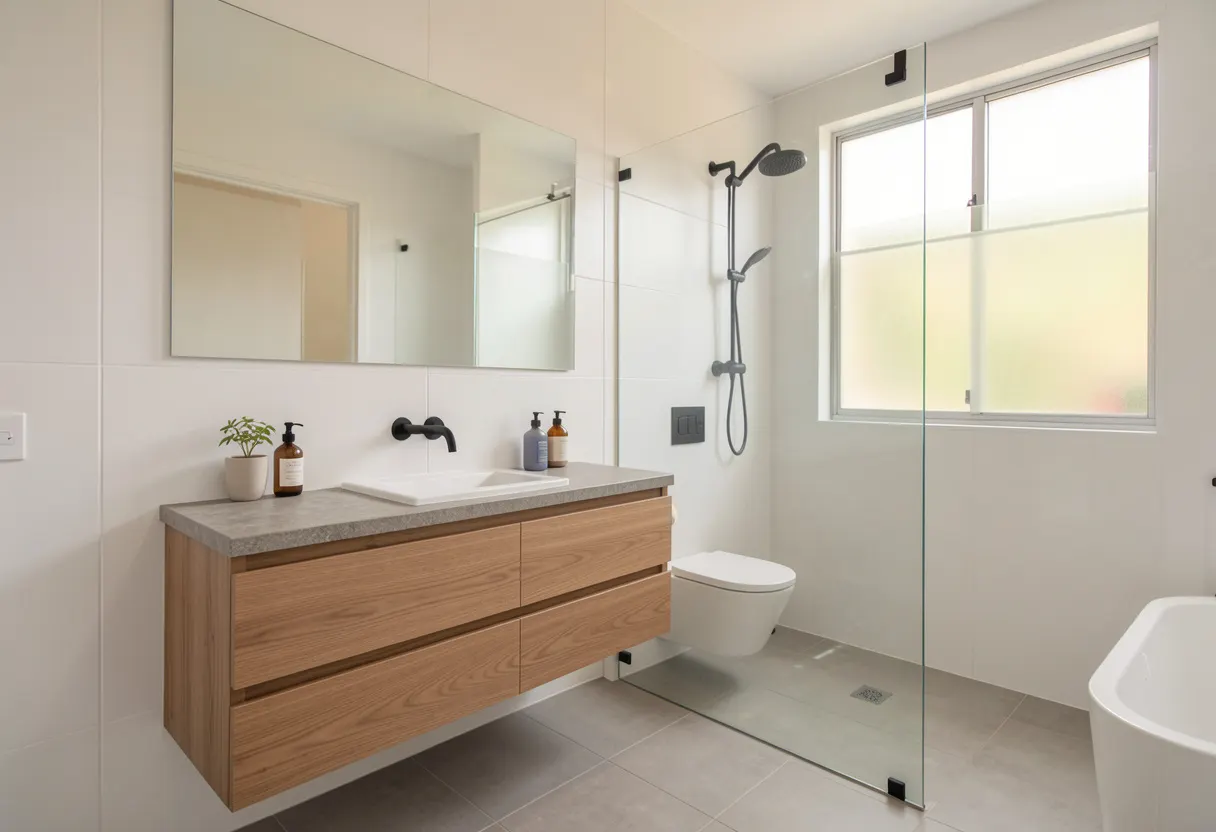 Certified AS 3740 waterproofing during a bathroom renovation in Dapto