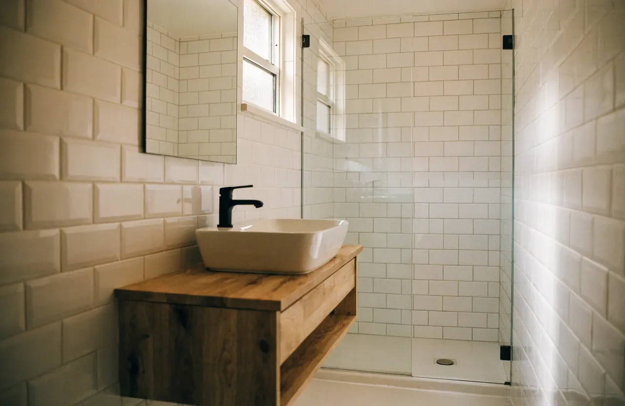 Walk-in shower installed after a bath-to-shower conversion in an Oak Flats bathroom