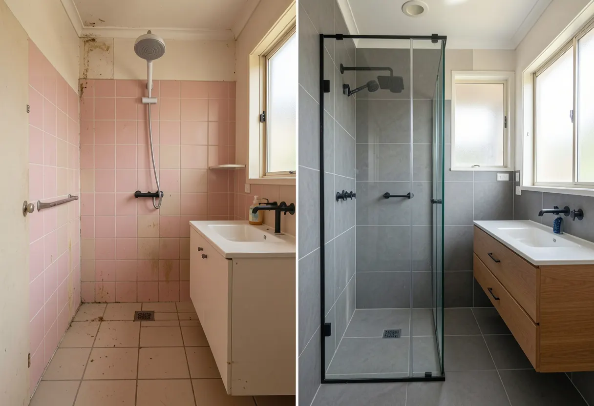 Frameless shower installation in a renovated Unanderra bathroom