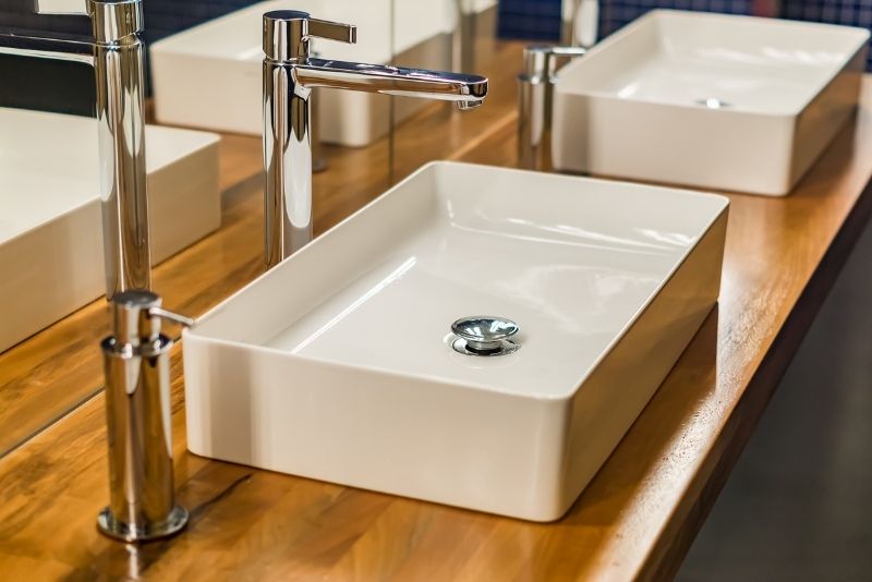 commercial bathroom with large bathroom sink
