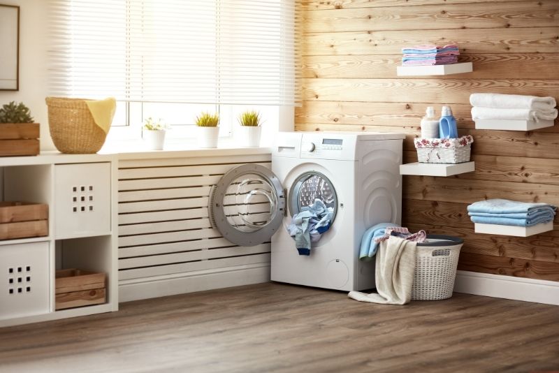 transforming outdated bathroom and laundry area
