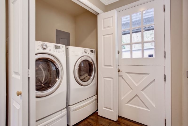 A laundry space fitted with washing machines