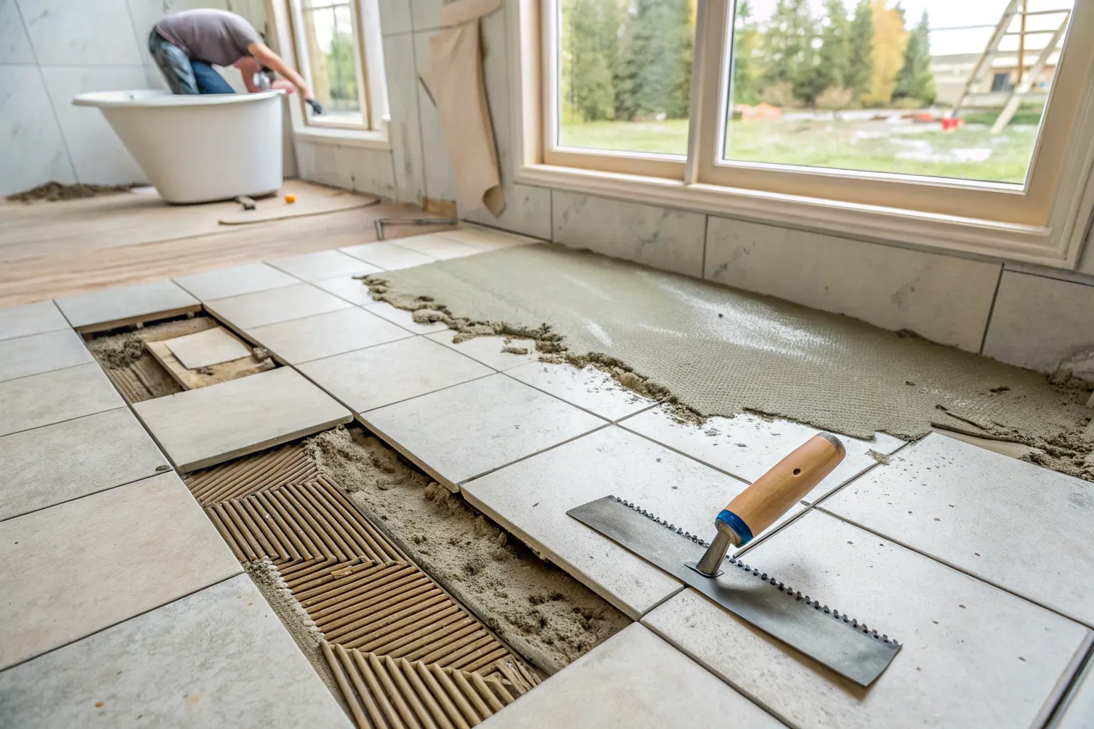 Bathroom floor tile repair
