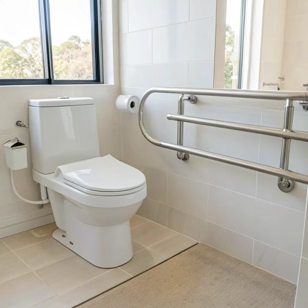 comfort-height toilet in accessible Australian bathroom