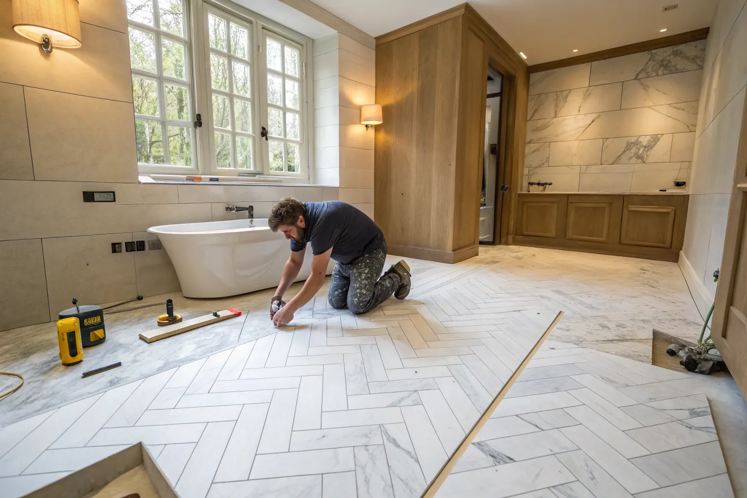 Premium natural stone tile installation