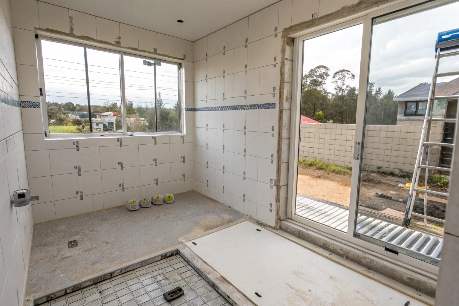 Fully waterproofed shower recess ready for tiling