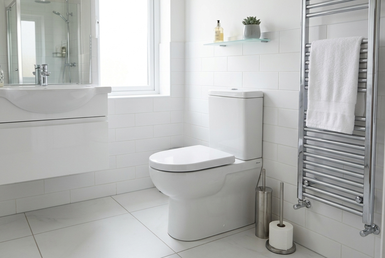Modern bathroom toilet suite, close-coupled